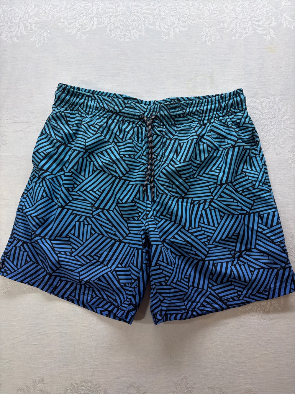 Source Unknown Blue Geometric Men's Swim Trunks